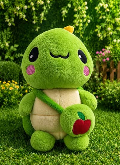 Cute Green Turtle Plush Toy – Soft Stuffed Teddy | Excellent Condition