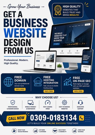 Professional Business Website Design | Free Domain, Hosting & SEO