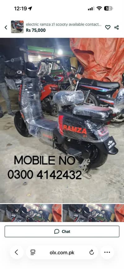ramza z1 electric scooty contact at 0300 4142432