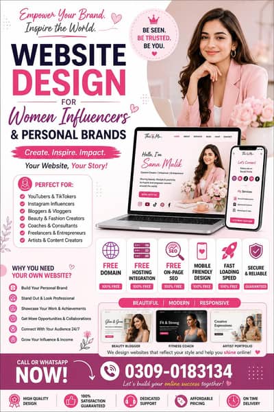 Website for male and free influencer for personal branding