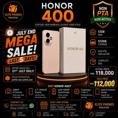 Honor 400 | 12GB RAM 512GB ROM | complete box | non PTA non active