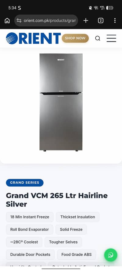 Grey Orient Refrigerator