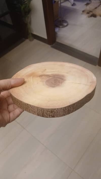 Imported Oak Wood Decorative Platter / Log Tray – Brand New (Imported