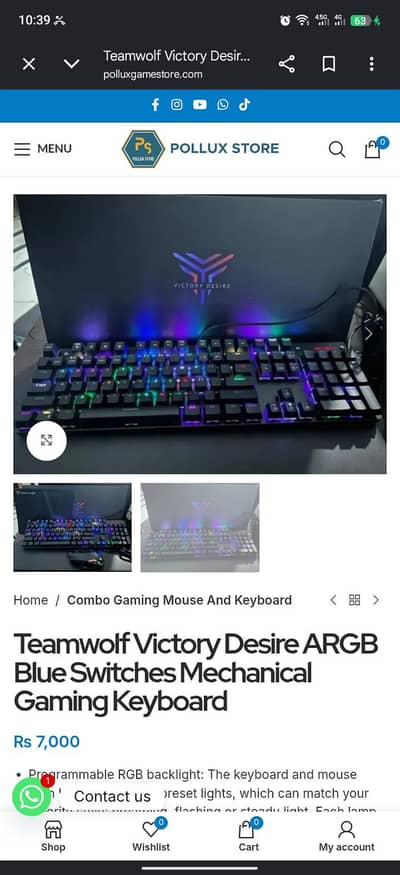 Mechanical keyboard Blue switches