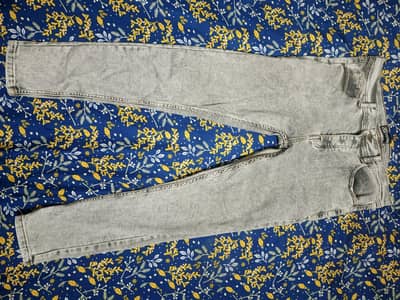 Stretchable acid wash denim pants