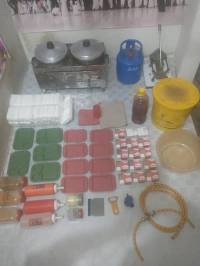 1 fryer 1 hot plet & chips ka complete saman 8kg cilandar 5kg cilandar