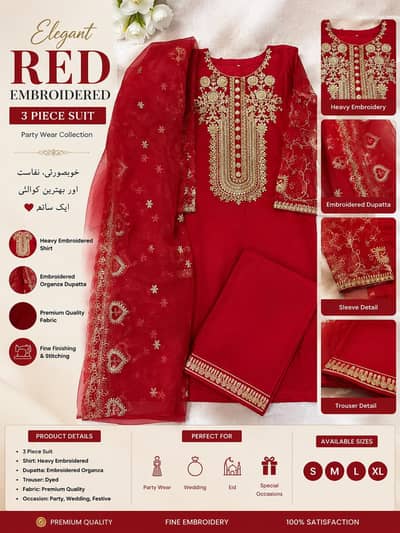 Elegant Maroon Women's 2 Piece Suit Premium Maroon Lawn Suit for Women