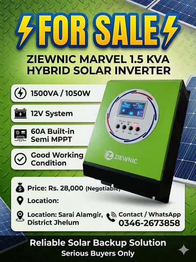 ziewnic marvel  1.5kva  hybrid solar inverter 1.5VA Excellent con