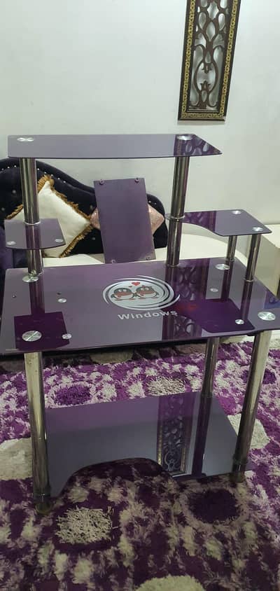 GLASS COMPUTER TABLE.