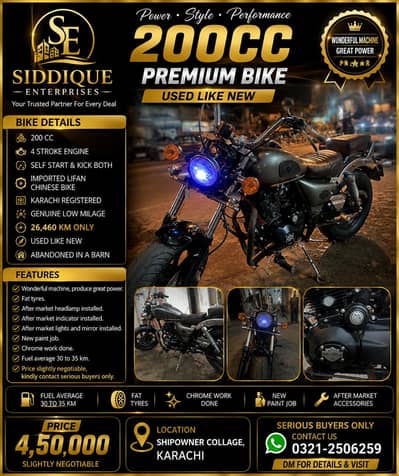 Harley Style Modified Bike 200CC | Low Mileage | Excellent Condition