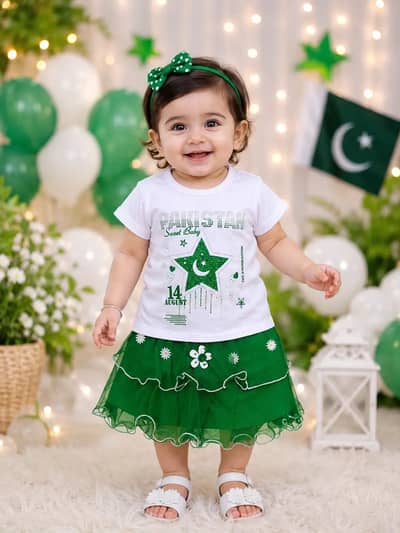 August 2 Pcs Girl's Fancy Embroidered Shirt And Skirt Set