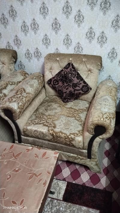 5 Seater Sofa Set & 3 Glass Tables Set