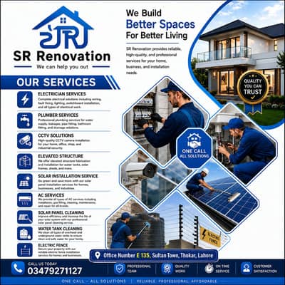 Electrician,Plumber, Solar installation, Electric wiring,Tank cleaning