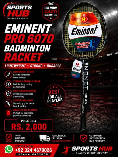 Eminent Pro 6070 Badminton Racket | Premium Quality | Sports Hub