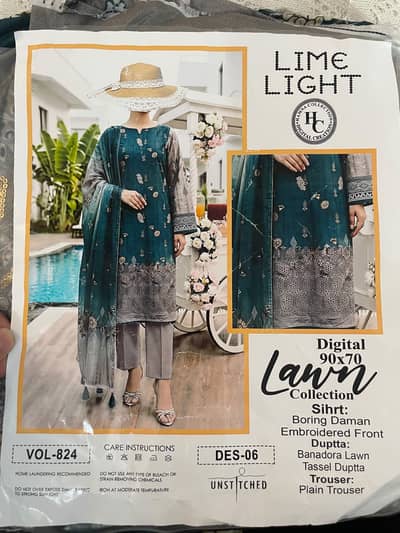 LimeLight Lawn Collection Embroidered Front Shirt  Dupatta & Trouser