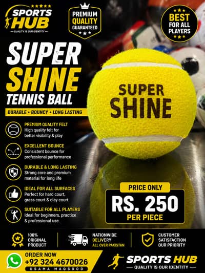 Super Shine Tennis Ball | Premium Practice Ball | Rs. 250 Per Piece