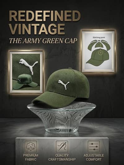 Brand New Army Green Puma Cap – High Quality & Premium Fit