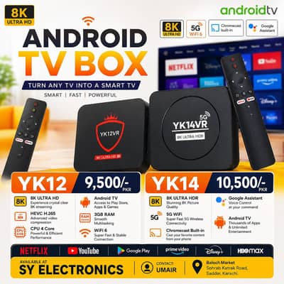 Android TV Box YK14 & YK12 8K Ultra HD | Wifi 6 | Smart TV Box