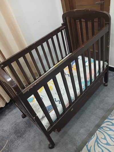 Wooden Baby Cot / Crib with Mattress & Storage Drawer