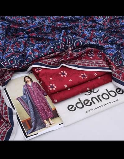 Edenrobe 3pc digital print lawn (red)