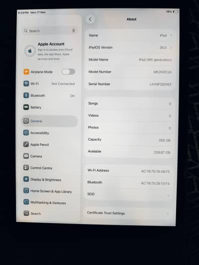 iPad 9 generation 256