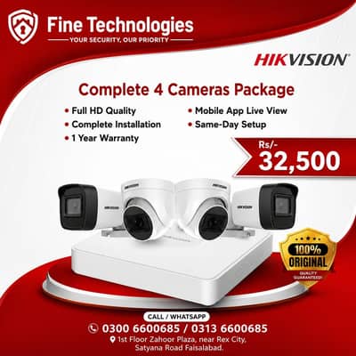 HD Night Vision 4 CCTV Cameras 1080,2MP Package