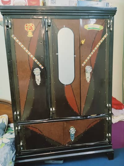 Heavy Duty 3 Door Steel Wardrobe with Mirror & Locker for Sale