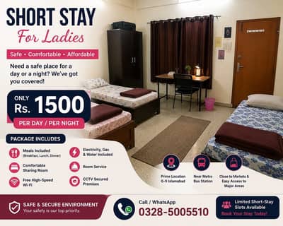 Affordable Short Stay for Ladies | Meals + Wi-Fi Included | Rs. 1,500