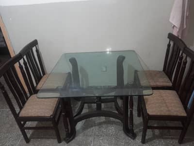 Elegant Glass Dining Table with 4 Chairs – Heavy Glass Top