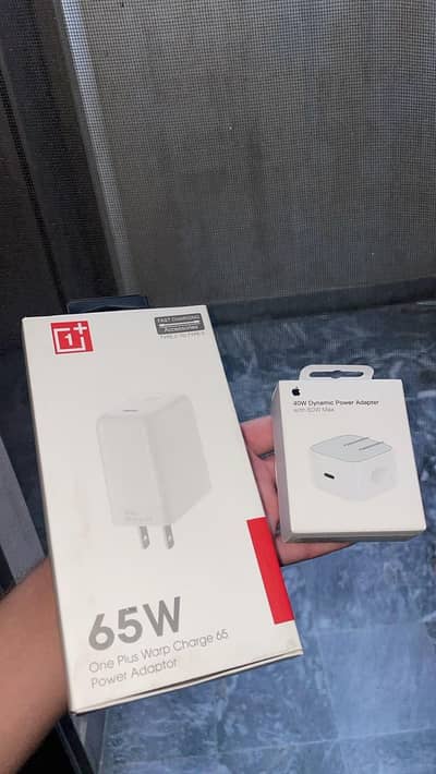 apple 40 watt nfc charger and OnePlus 65 watt