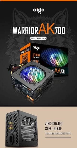Aigo warrior ak700 700watt 80+ power supply with rgb fan