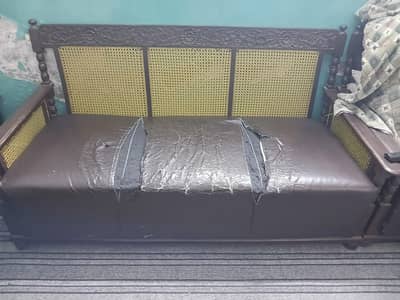 Wood and rexine sofa