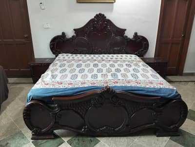 complete king bed set available with 2 side tables and dressing table