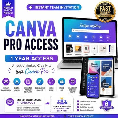 canva pro available for 1 years and lifetime with warranty