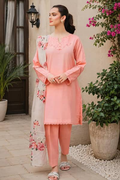 unstitched embrioded lawn suit