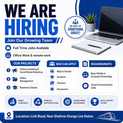 we are hiring males and females for office and online work.