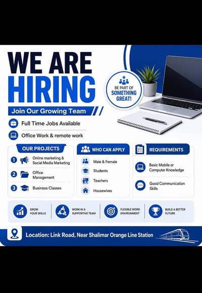 we are hiring  male and female on urgent bases .