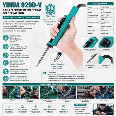 Electric Desoldering Soldering Iron price in pakistan YIHUA 929D-V