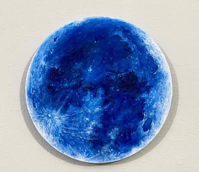 Original Handmade Blue Moon  Acrylic Painting on Canvas (8 × 8)