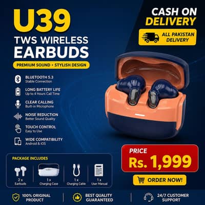 TWS Wireless Earbuds Yellow Black Battery Charging