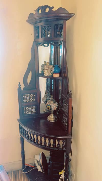 Handcrafted Wooden Corner Showcase