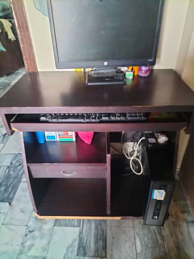 wooden computer trolly
