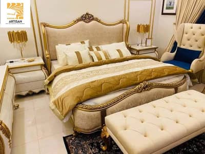 Royal Luxury King Size Bed /Royal Elegance with Side Tables/Crafted fo