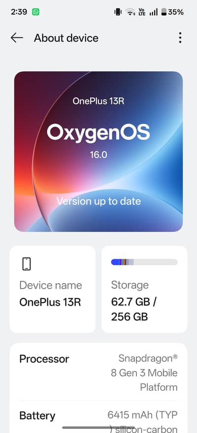 One Plus 13R/Ace05 12+8/256 GB
