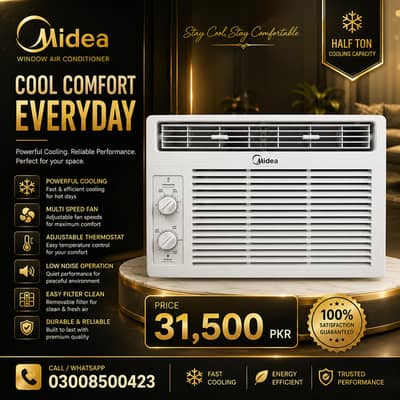 Midea Window DC Inverter AC Half Ton 1 Ton Sawa Ton Available