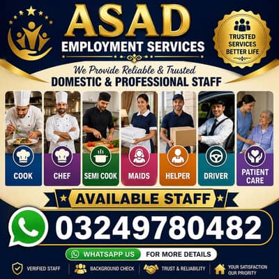 cook chef semi cook house maids driver helper patient care available