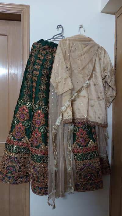 Dark green lehanga