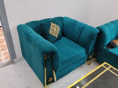 Royal Velvet 6-seater sofa (3+2+1) with matching designer center Table