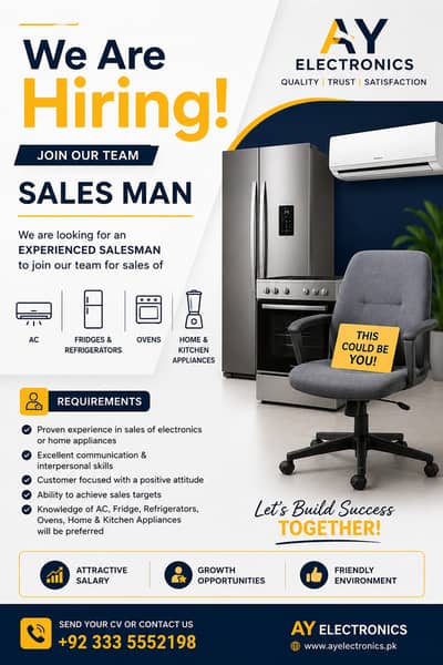 Experienced Electronics Salesman Required – AY ELECTRONICS