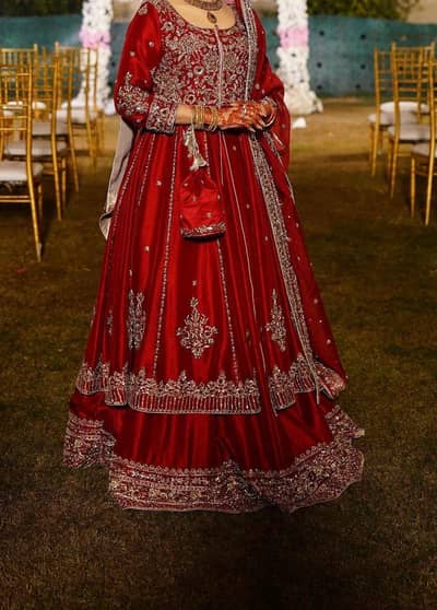 bridal handwork  lehenga (deep red)